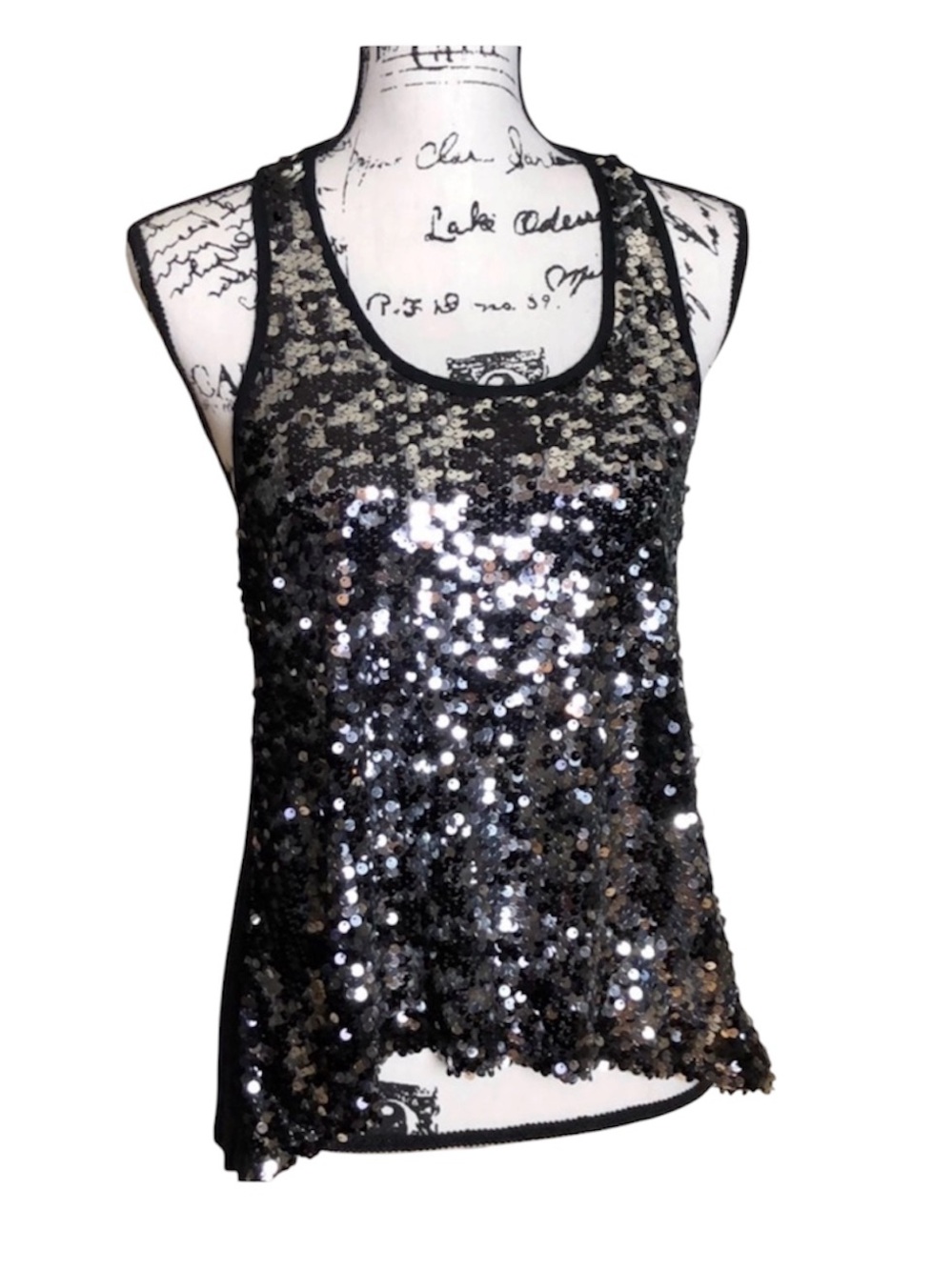 Grass Collection Sleeveless Sequins Tank Top Size S
